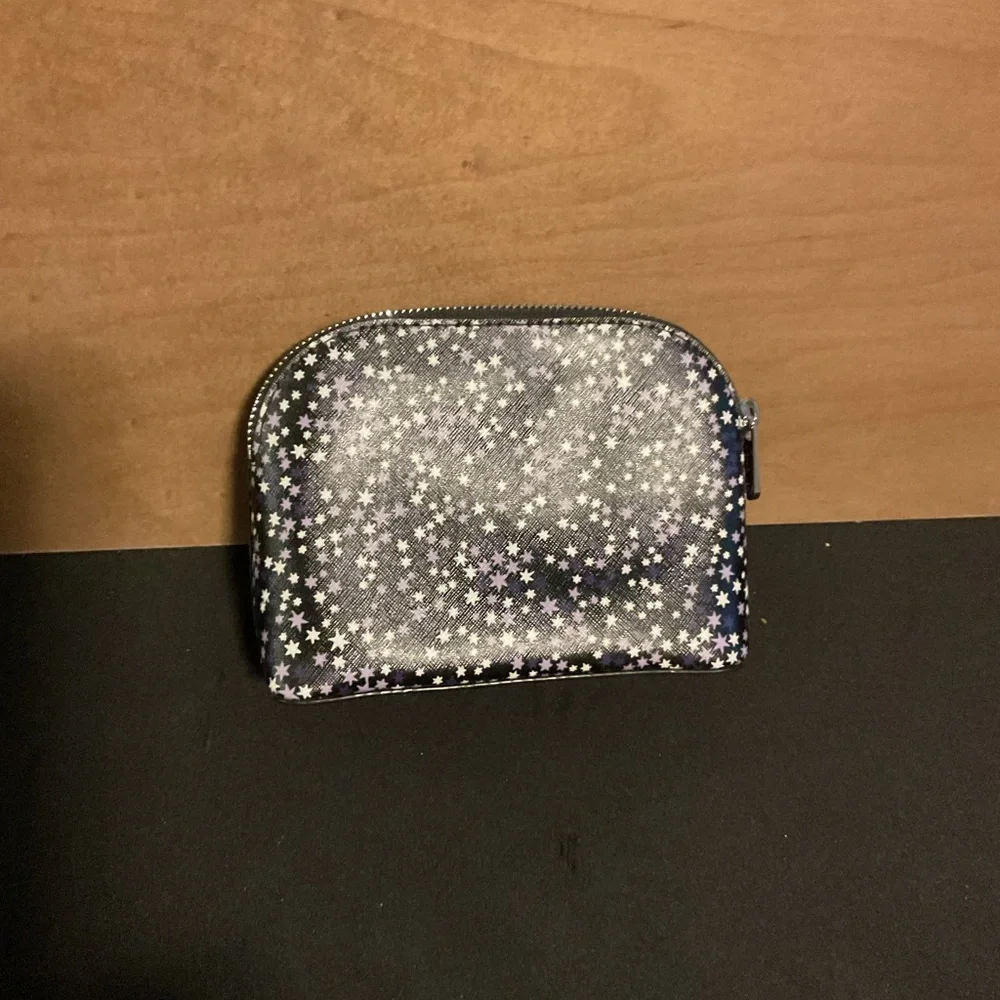 Michael Kors Black Star-Print Zip Cosmetic zipper Pouch with Silver Accents - Picture 2 of 2